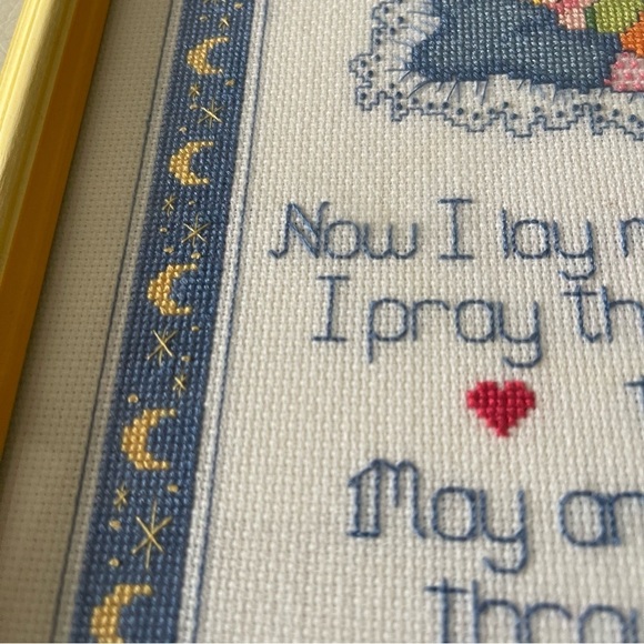 Vintage Cross Stitch Sampler Nighty Lords Prayer Needlepoint Nursery Child’s - Picture 13 of 16